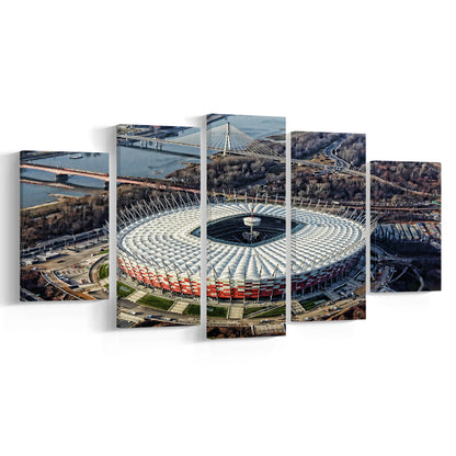 Pge Narodowy Stadium, Stadium Canvas, Sport Art, Fan Gifts, 5 Panel, Large Canvas, Canvas Print Wall Art