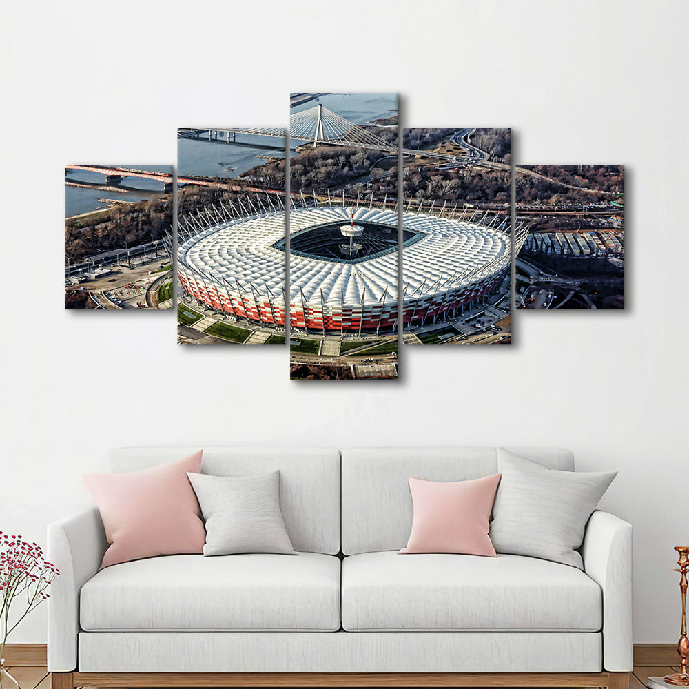 Pge Narodowy Stadium, Stadium Canvas, Sport Art, Fan Gifts, 5 Panel, Large Canvas, Canvas Print Wall Art