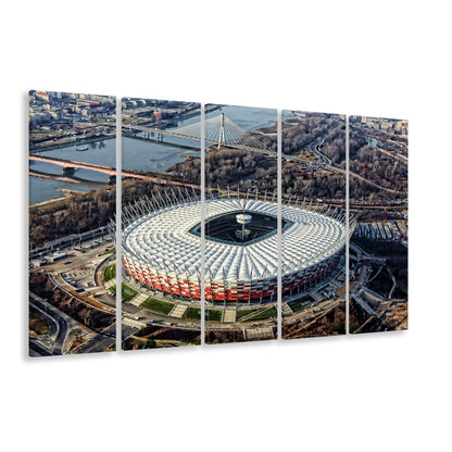 Pge Narodowy Stadium, Stadium Canvas, Sport Art, Fan Gifts, 5 Panel B, Extra Large Canvas, Canvas Print Wall Art