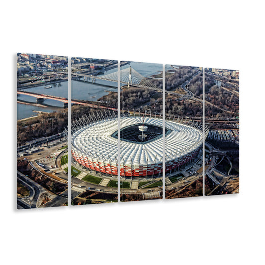 Pge Narodowy Stadium, Stadium Canvas, Sport Art, Fan Gifts, 5 Panel B, Extra Large Canvas, Canvas Print Wall Art