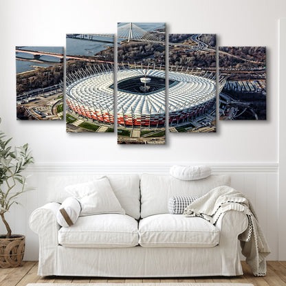 Pge Narodowy Stadium, Stadium Canvas, Sport Art, Fan Gifts, 5 Panel, Large Canvas, Canvas Print Wall Art