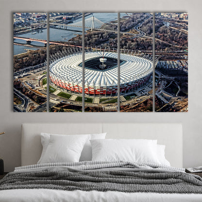 Pge Narodowy Stadium, Stadium Canvas, Sport Art, Fan Gifts, 5 Panel B, Extra Large Canvas, Canvas Print Wall Art