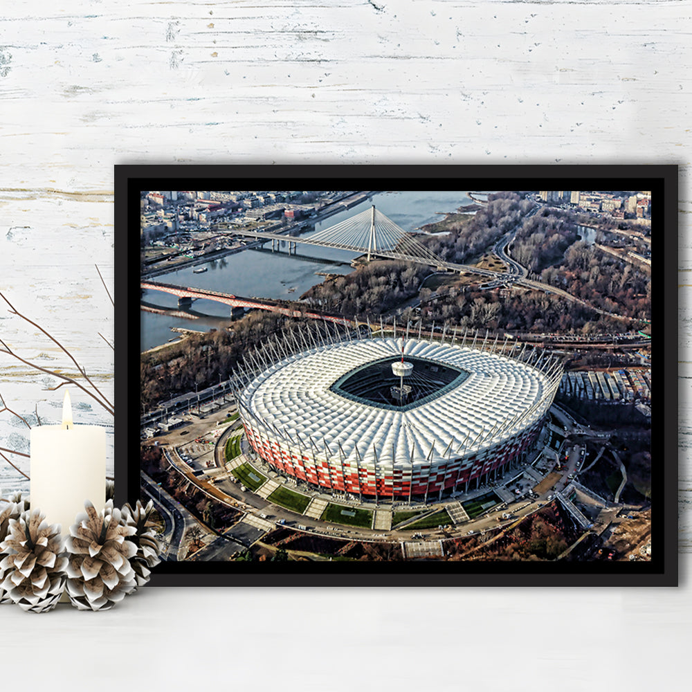 Pge Narodowy Stadium, Stadium Canvas, Sport Art, Fan Gifts, Framed Canvas Print Wall Art, Floating Frame