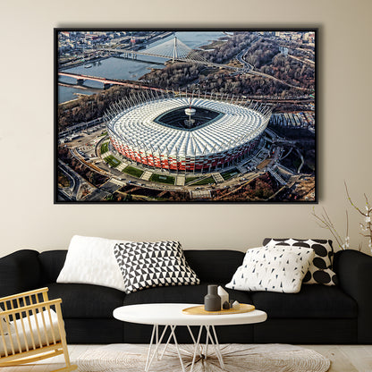 Pge Narodowy Stadium, Stadium Canvas, Sport Art, Fan Gifts, Framed Canvas Print Wall Art, Floating Frame
