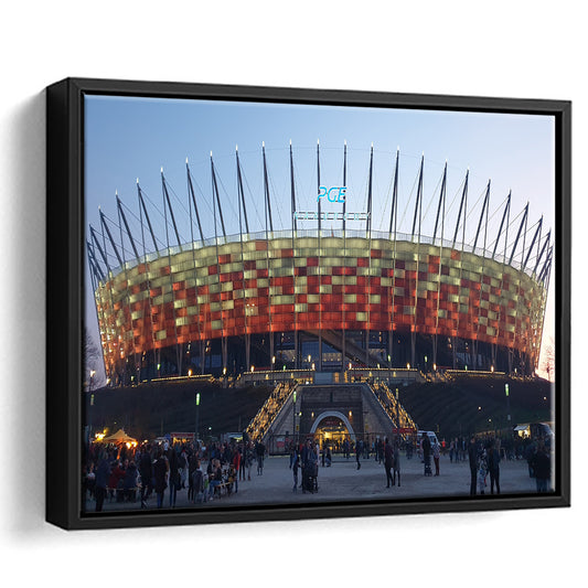 Pge Narodowy Stadium, Stadium Canvas, Sport Art, Framed Canvas Print Wall Art, Floating Frame