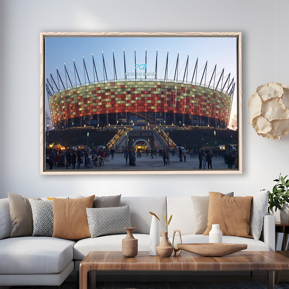 Pge Narodowy Stadium, Stadium Canvas, Sport Art, Framed Canvas Print Wall Art, Floating Frame