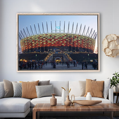 Pge Narodowy Stadium, Stadium Canvas, Sport Art, Framed Canvas Print Wall Art, Floating Frame