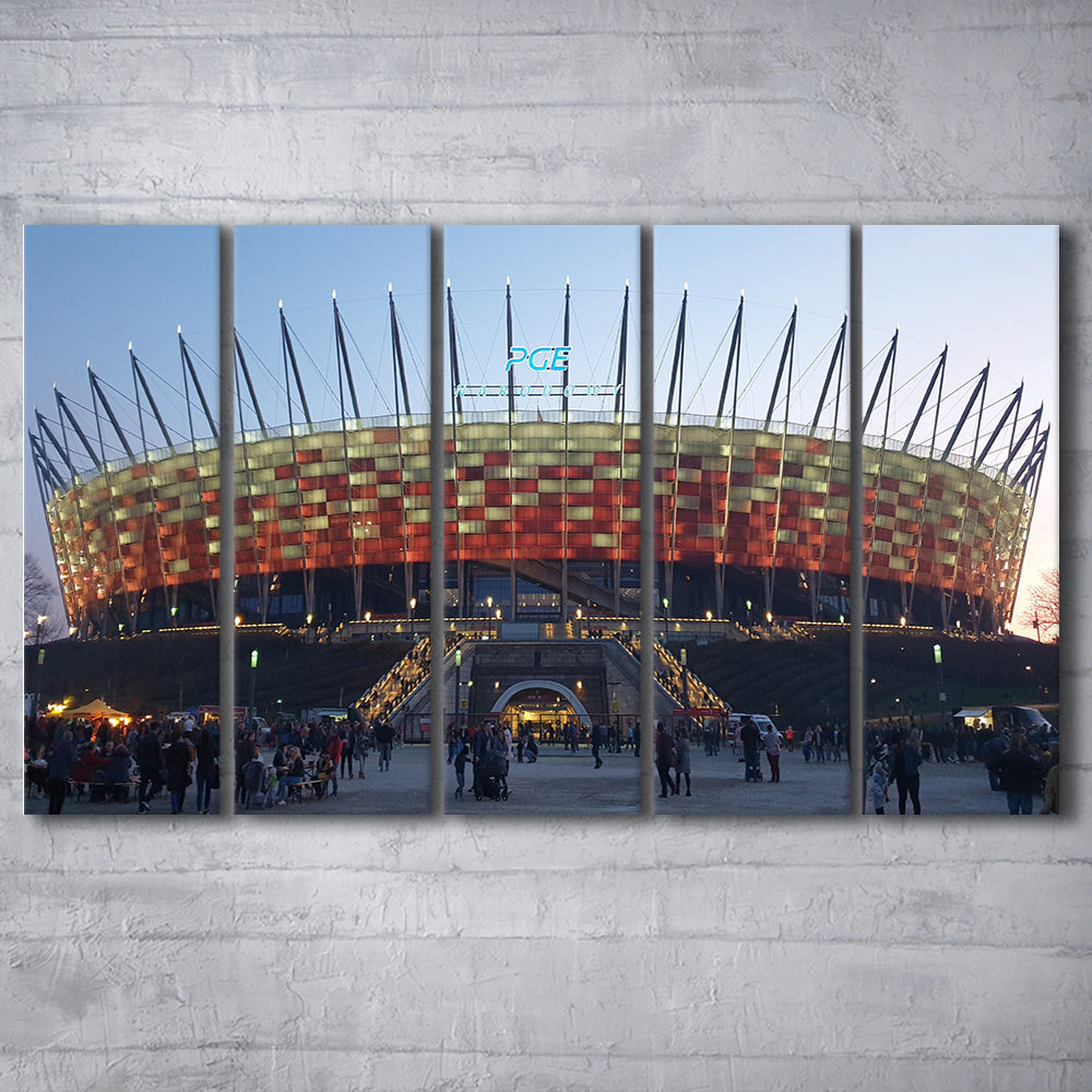 Pge Narodowy Stadium, Stadium Canvas, Sport Art, 5 Panel B, Extra Large Canvas, Canvas Print Wall Art
