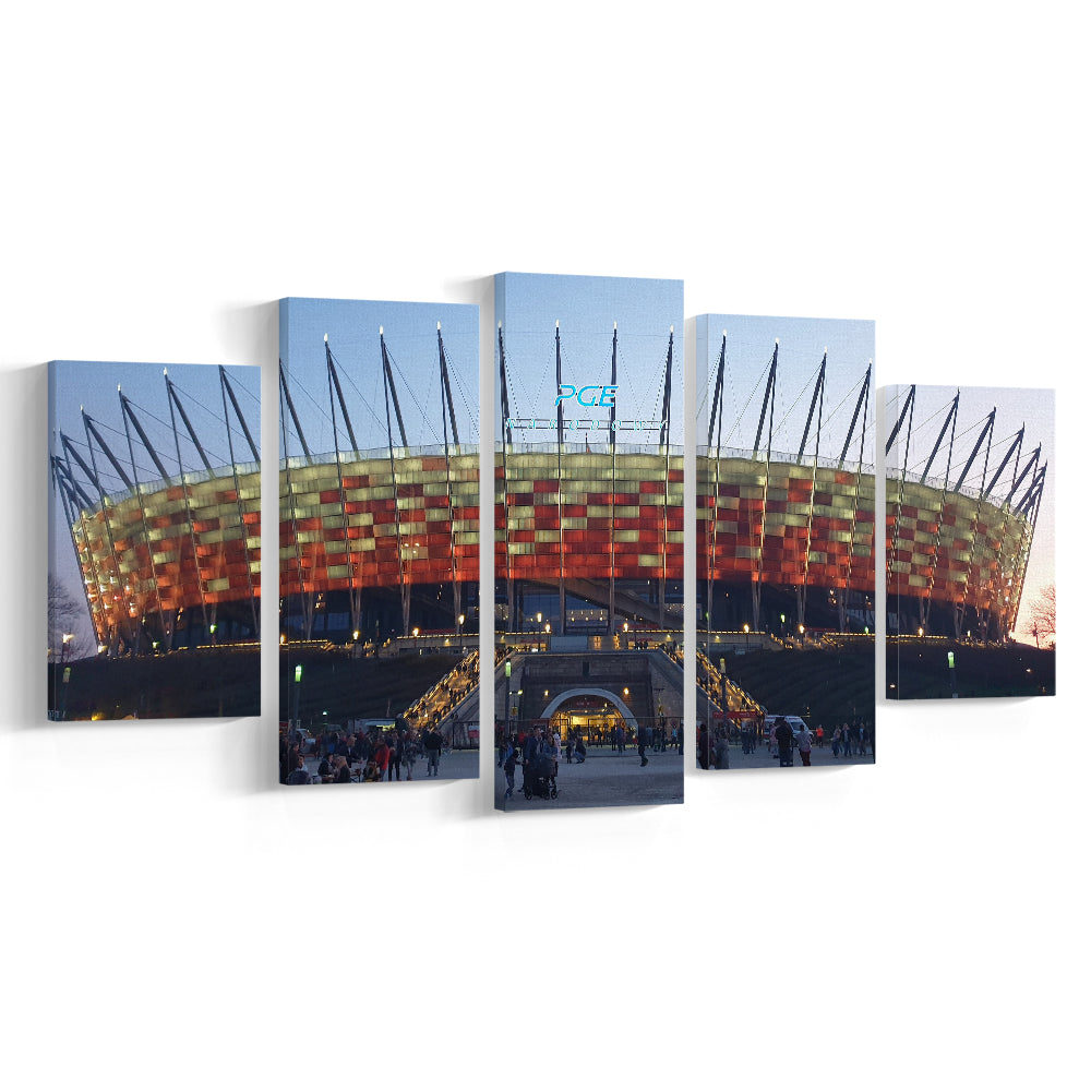 Pge Narodowy Stadium, Stadium Canvas, Sport Art, Gift for him, 5 Panel, Large Canvas, Canvas Print Wall Art