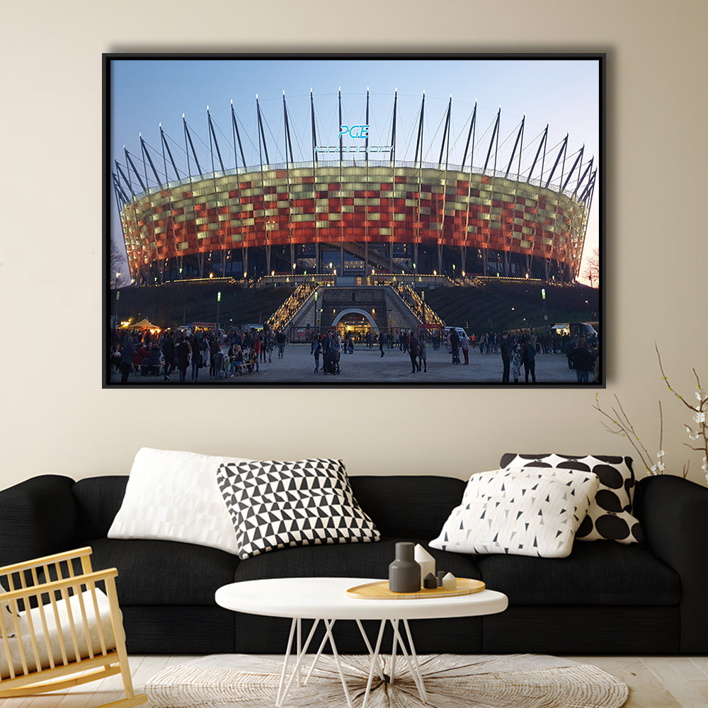 Pge Narodowy Stadium, Stadium Canvas, Sport Art, Framed Canvas Print Wall Art, Floating Frame