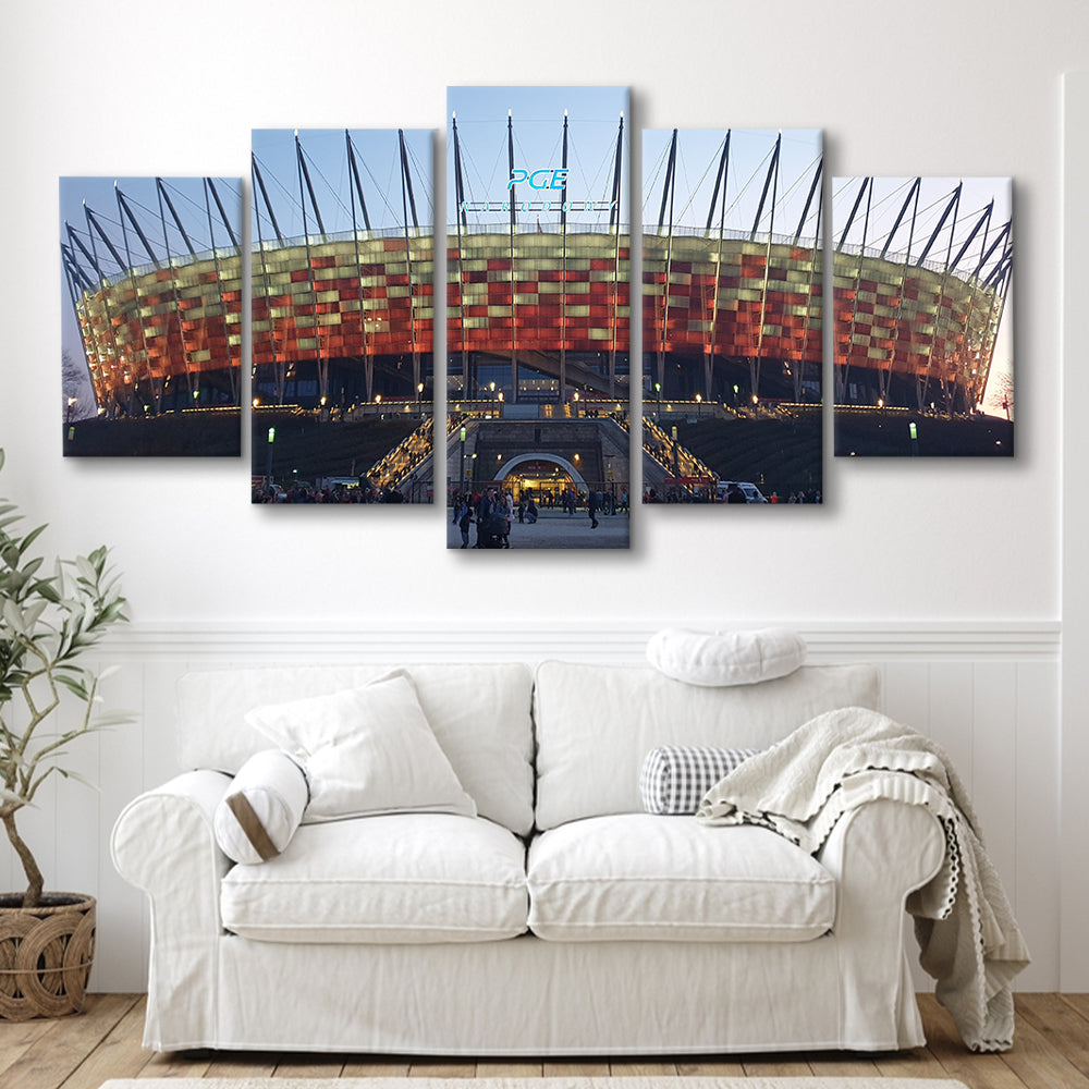 Pge Narodowy Stadium, Stadium Canvas, Sport Art, Gift for him, 5 Panel, Large Canvas, Canvas Print Wall Art