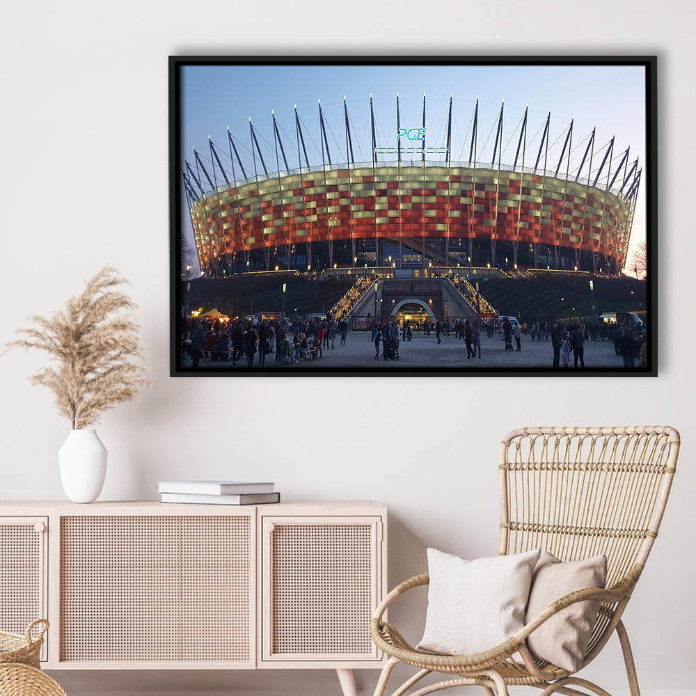 Pge Narodowy Stadium, Stadium Canvas, Sport Art, Framed Canvas Print Wall Art, Floating Frame