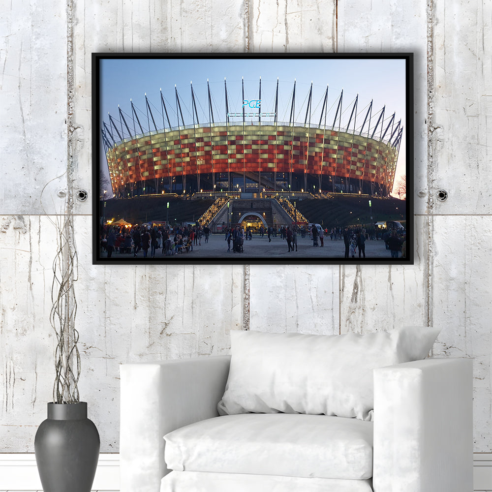 Pge Narodowy Stadium, Stadium Canvas, Sport Art, Framed Canvas Print Wall Art, Floating Frame