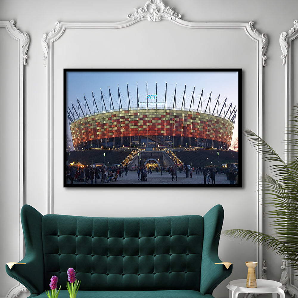 Pge Narodowy Stadium, Stadium Canvas, Sport Art, Gift for him, Framed Art Print Wall Decor, Picture Framed