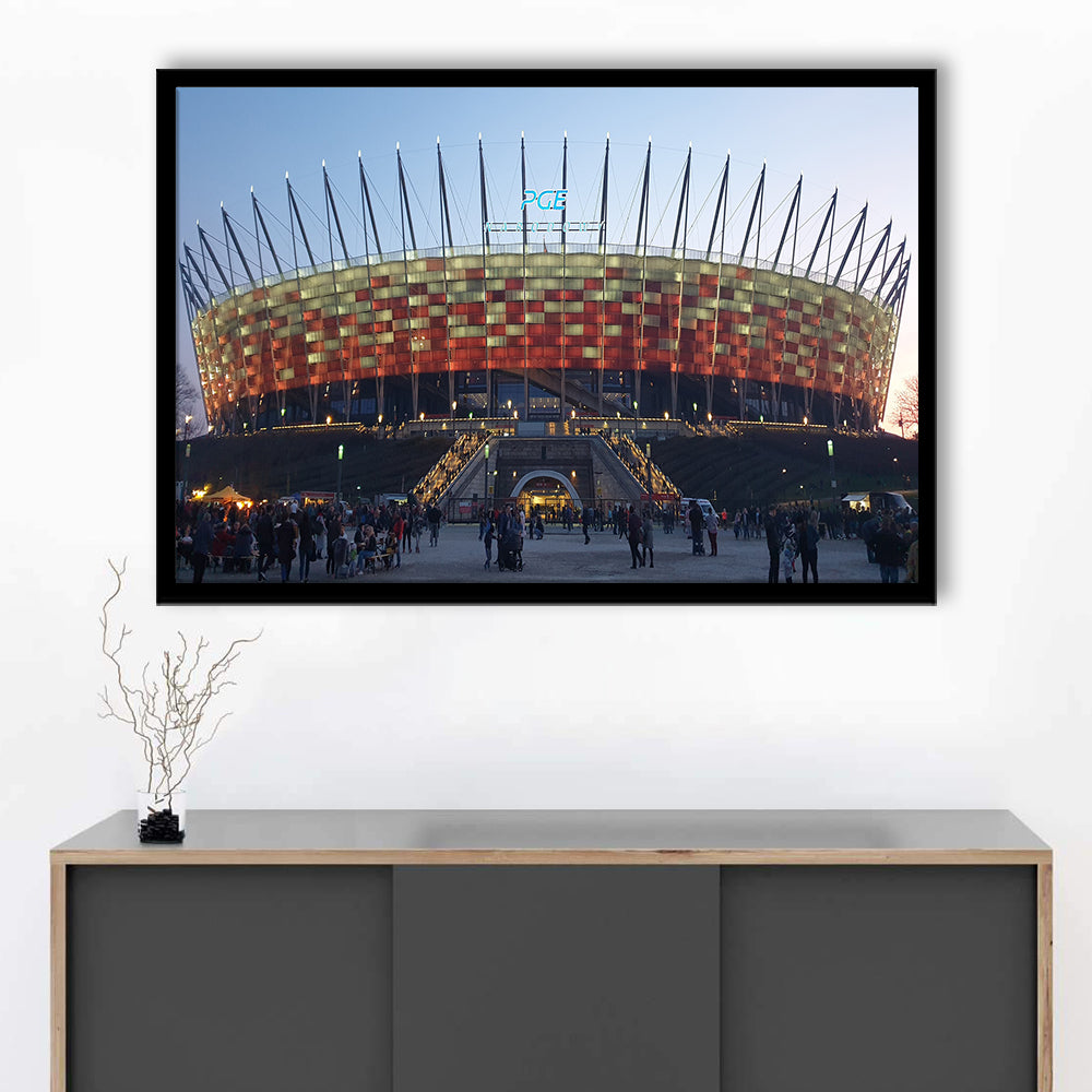 Pge Narodowy Stadium, Stadium Canvas, Sport Art, Gift for him, Framed Art Print Wall Decor, Picture Framed
