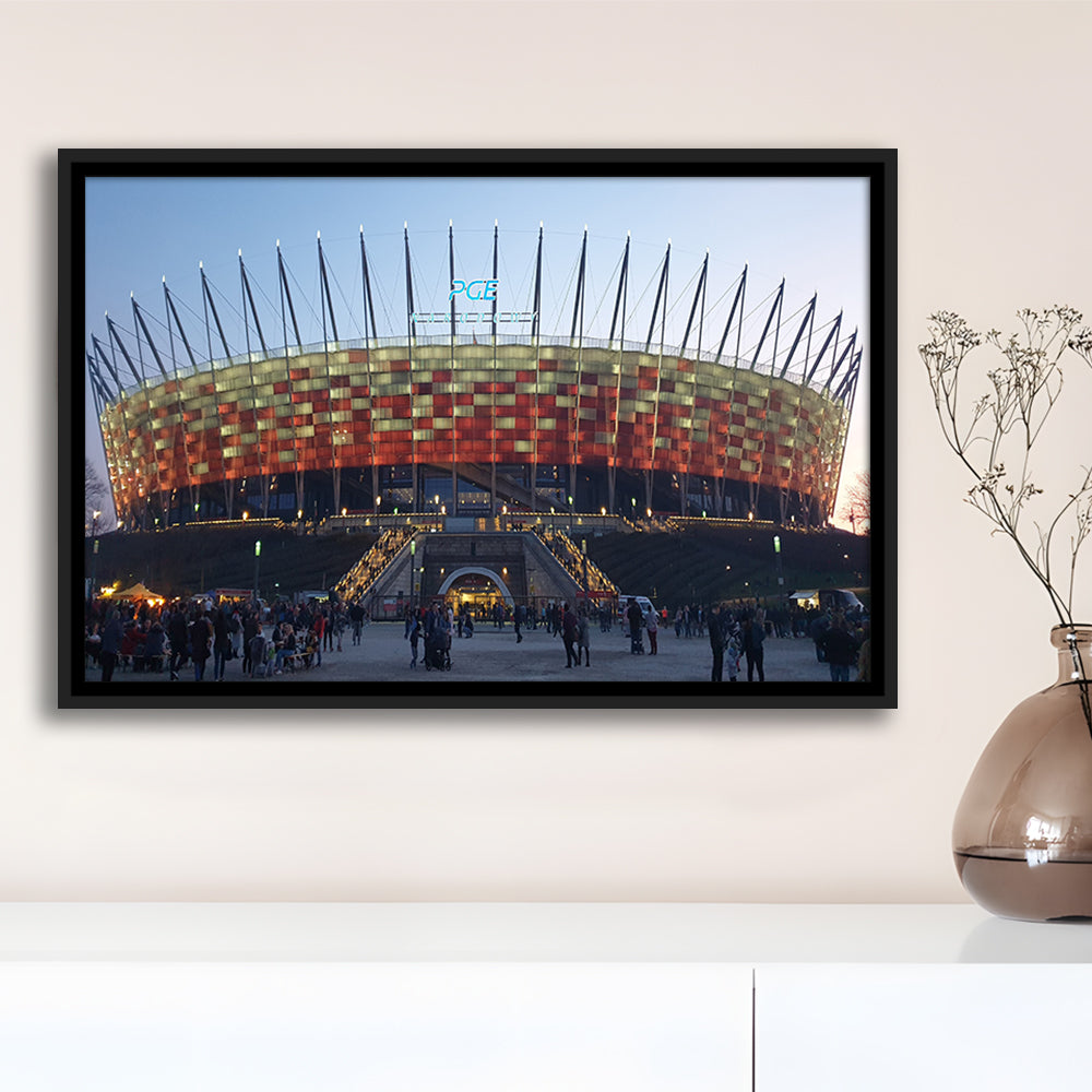 Pge Narodowy Stadium, Stadium Canvas, Sport Art, Framed Canvas Print Wall Art, Floating Frame