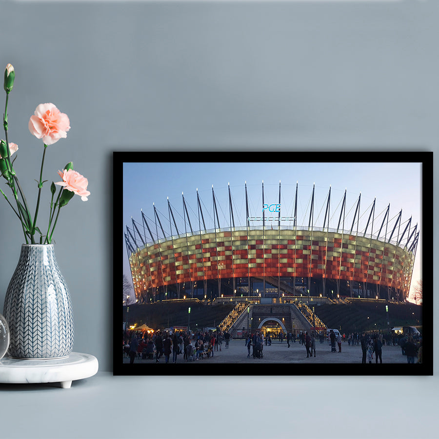 Pge Narodowy Stadium, Stadium Canvas, Sport Art, Gift for him, Framed Art Print Wall Decor, Picture Framed