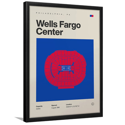 Philadelphia Stadium Print, Sixers Wells Fargo Center Print, Gifts for him, Sport Art, Framed Art Print Wall Decor