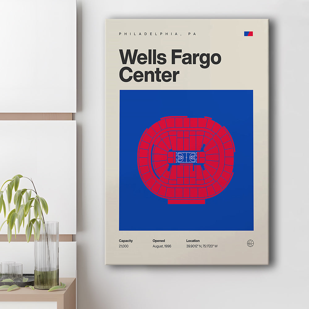 Philadelphia Stadium Print, Sixers Wells Fargo Center Print, Fan Gifts, Sport Art, Canvas Print Wall Art