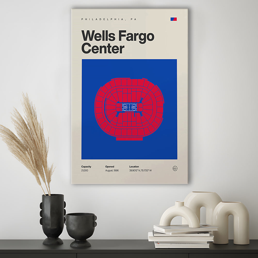Philadelphia Stadium Print, Sixers Wells Fargo Center Print, Fan Gifts, Sport Art, Canvas Print Wall Art