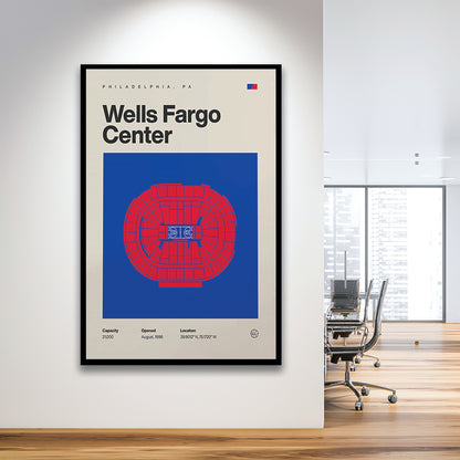 Philadelphia Stadium Print, Sixers Wells Fargo Center Print, Gifts for him, Sport Art, Framed Art Print Wall Decor