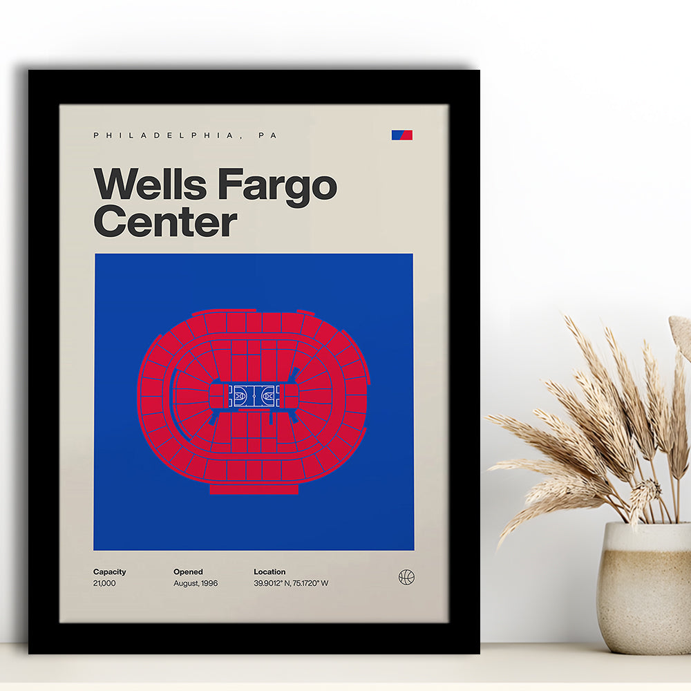 Philadelphia Stadium Print, Sixers Wells Fargo Center Print, Gifts for him, Sport Art, Framed Art Print Wall Decor