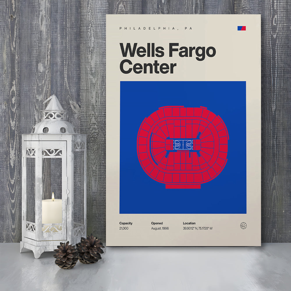 Philadelphia Stadium Print, Sixers Wells Fargo Center Print, Fan Gifts, Sport Art, Canvas Print Wall Art