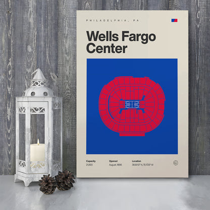 Philadelphia Stadium Print, Sixers Wells Fargo Center Print, Fan Gifts, Sport Art, Canvas Print Wall Art