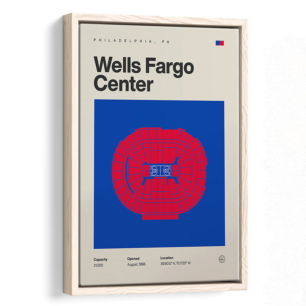 Philadelphia Stadium Print, Sixers Wells Fargo Center Print, Man Cave Gift, Floating Framed Canvas Print Wall Art