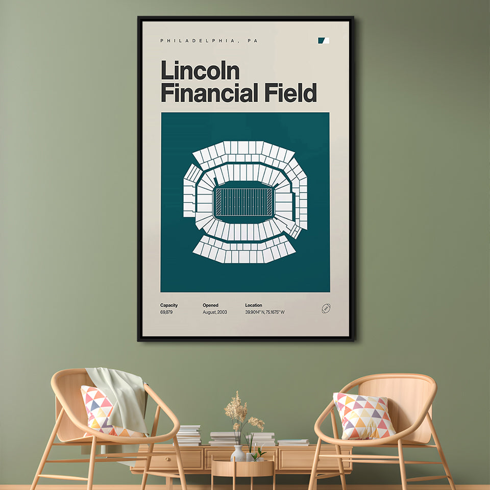 Philadelphia Stadium Print, Lincoln Financial Field Stadium Print, Man Cave Gift, Floating Framed Canvas Print Wall Art