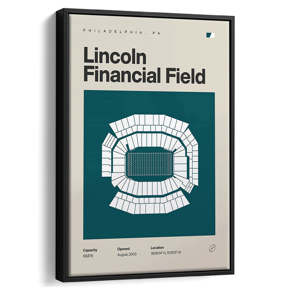 Philadelphia Stadium Print, Lincoln Financial Field Stadium Print, Man Cave Gift, Floating Framed Canvas Print Wall Art