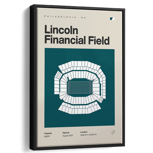 Philadelphia Stadium Print, Lincoln Financial Field Stadium Print, Man Cave Gift, Floating Framed Canvas Print Wall Art