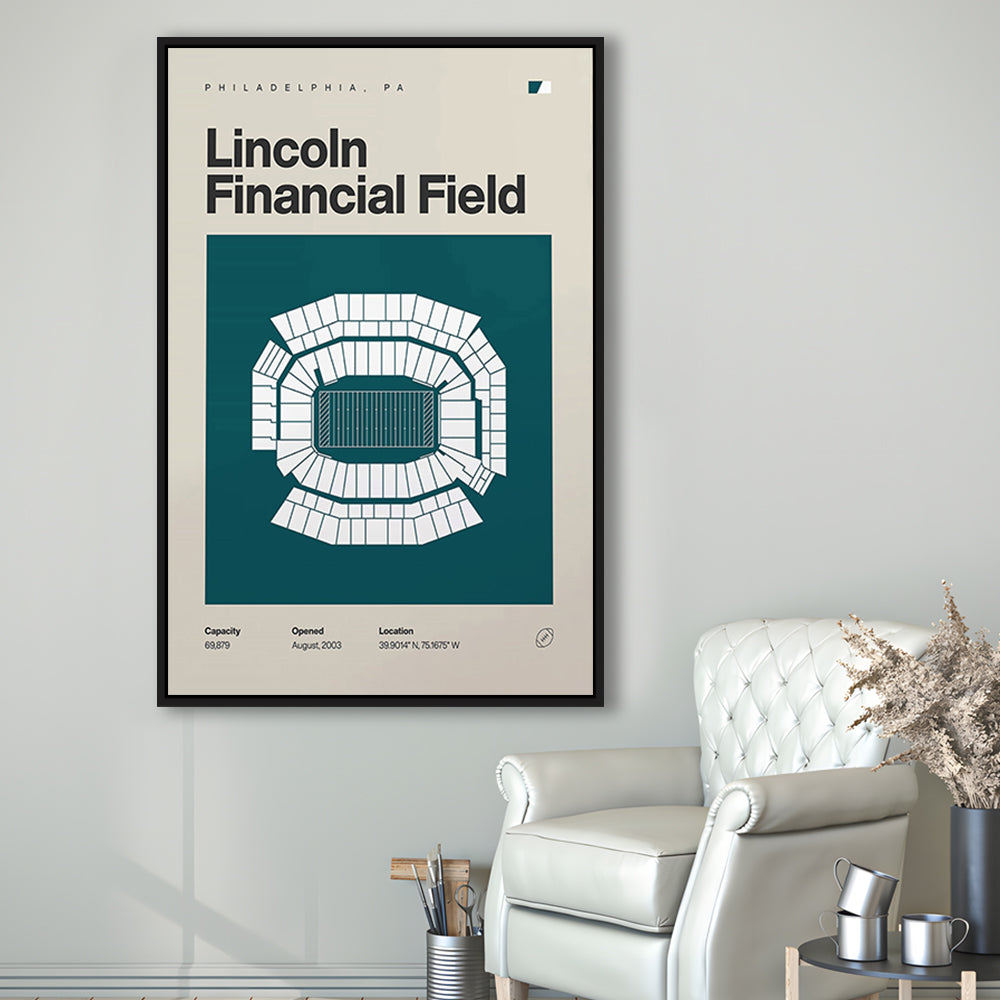 Philadelphia Stadium Print, Lincoln Financial Field Stadium Print, Man Cave Gift, Floating Framed Canvas Print Wall Art