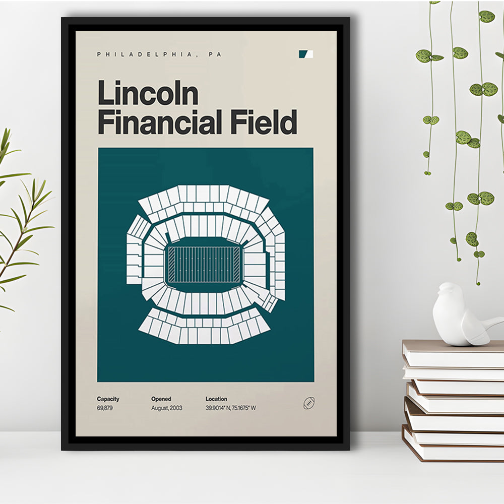 Philadelphia Stadium Print, Lincoln Financial Field Stadium Print, Man Cave Gift, Floating Framed Canvas Print Wall Art