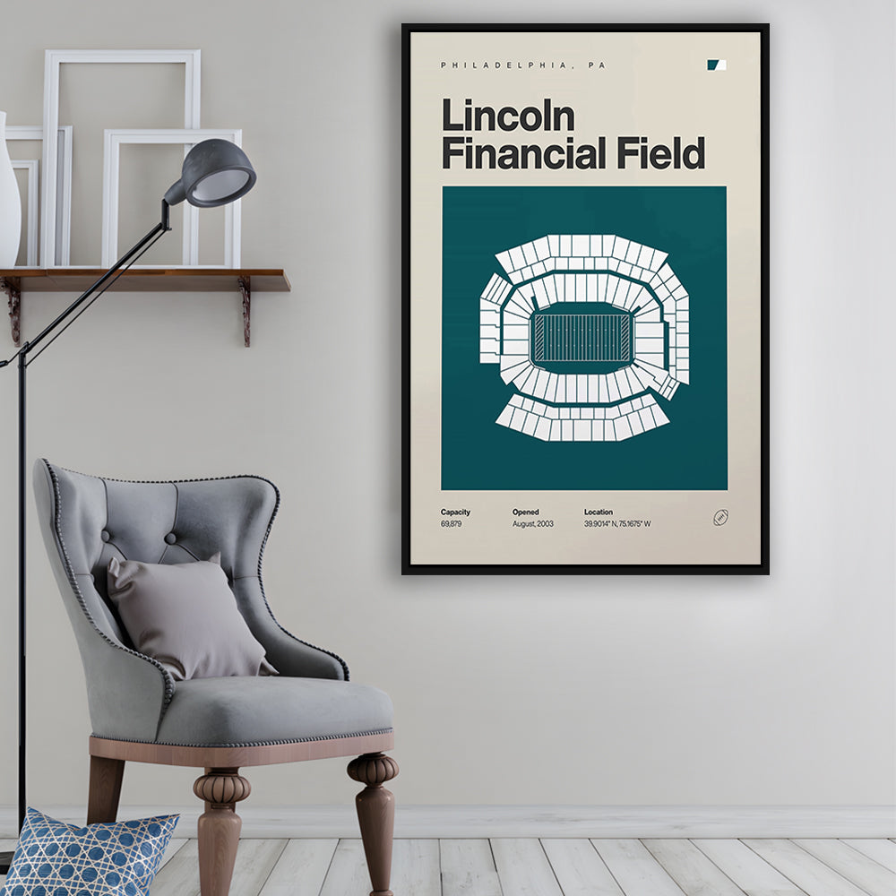 Philadelphia Stadium Print, Lincoln Financial Field Stadium Print, Man Cave Gift, Floating Framed Canvas Print Wall Art