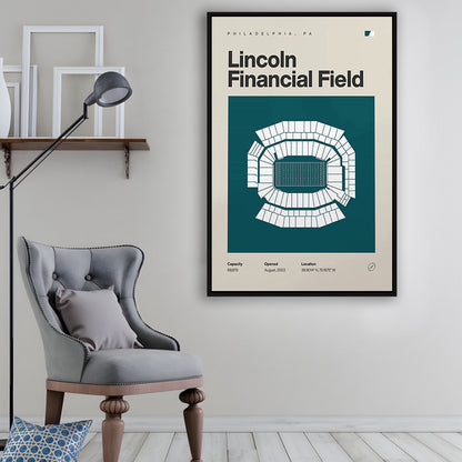 Philadelphia Stadium Print, Lincoln Financial Field Stadium Print, Man Cave Gift, Floating Framed Canvas Print Wall Art