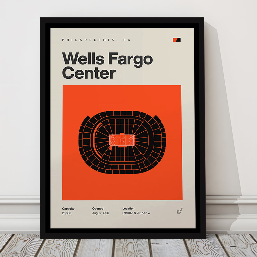 Philadelphia Flyers Stadium Print, Wells Fargo Center Print, Man Cave Gift, Floating Framed Canvas Print Wall Art