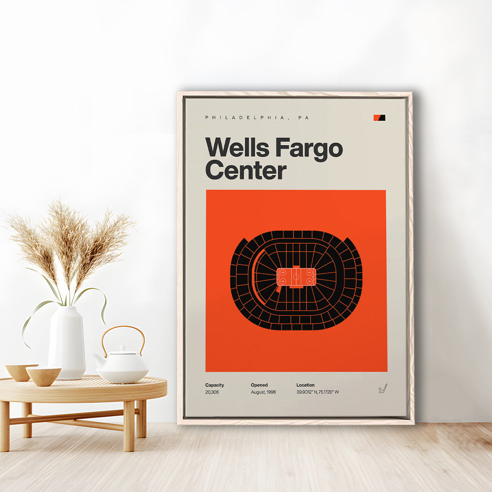 Philadelphia Flyers Stadium Print, Wells Fargo Center Print, Man Cave Gift, Floating Framed Canvas Print Wall Art