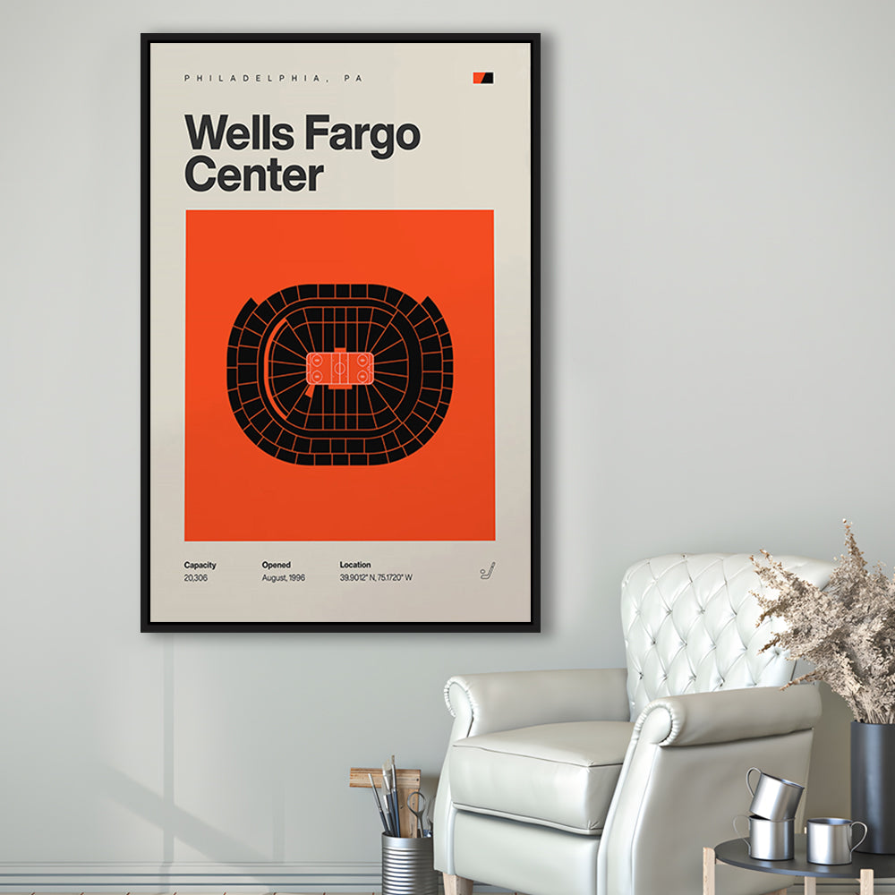 Philadelphia Flyers Stadium Print, Wells Fargo Center Print, Man Cave Gift, Floating Framed Canvas Print Wall Art