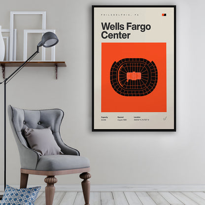 Philadelphia Flyers Stadium Print, Wells Fargo Center Print, Man Cave Gift, Floating Framed Canvas Print Wall Art