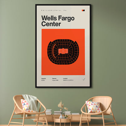 Philadelphia Flyers Stadium Print, Wells Fargo Center Print, Man Cave Gift, Floating Framed Canvas Print Wall Art