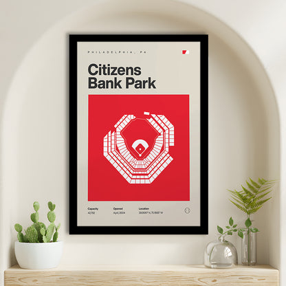 Philadelphia Phillies Stadium Print, Citizens Bank Park Print, Gifts for him, Sport Art, Framed Art Print Wall Decor