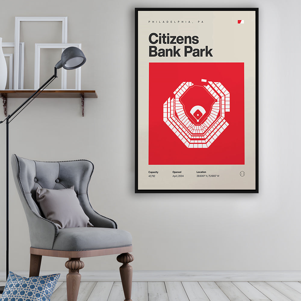 Philadelphia Phillies Stadium Print, Citizens Bank Park Print, Man Cave Gift, Floating Framed Canvas Print Wall Art