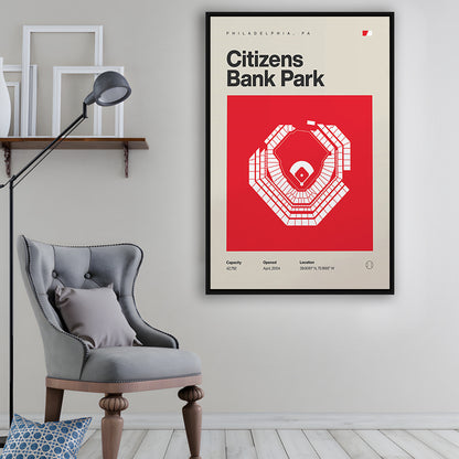 Philadelphia Phillies Stadium Print, Citizens Bank Park Print, Man Cave Gift, Floating Framed Canvas Print Wall Art