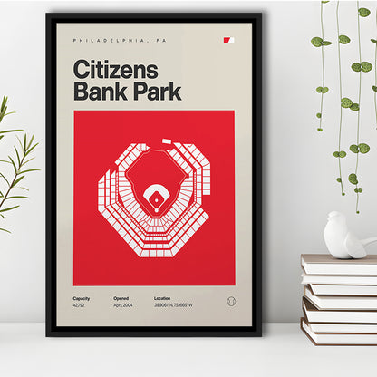 Philadelphia Phillies Stadium Print, Citizens Bank Park Print, Man Cave Gift, Floating Framed Canvas Print Wall Art