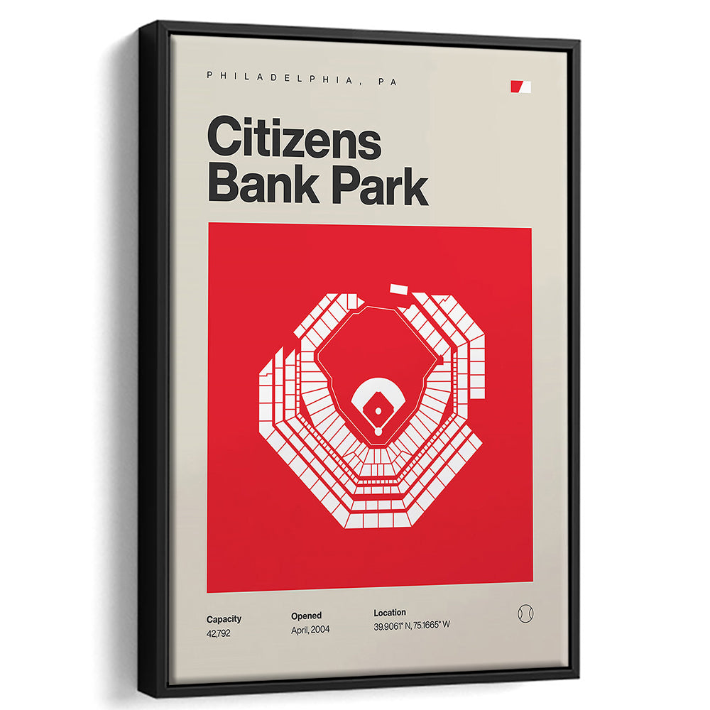Philadelphia Phillies Stadium Print, Citizens Bank Park Print, Man Cave Gift, Floating Framed Canvas Print Wall Art