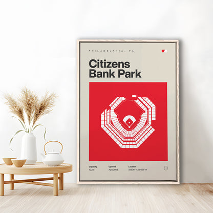 Philadelphia Phillies Stadium Print, Citizens Bank Park Print, Man Cave Gift, Floating Framed Canvas Print Wall Art