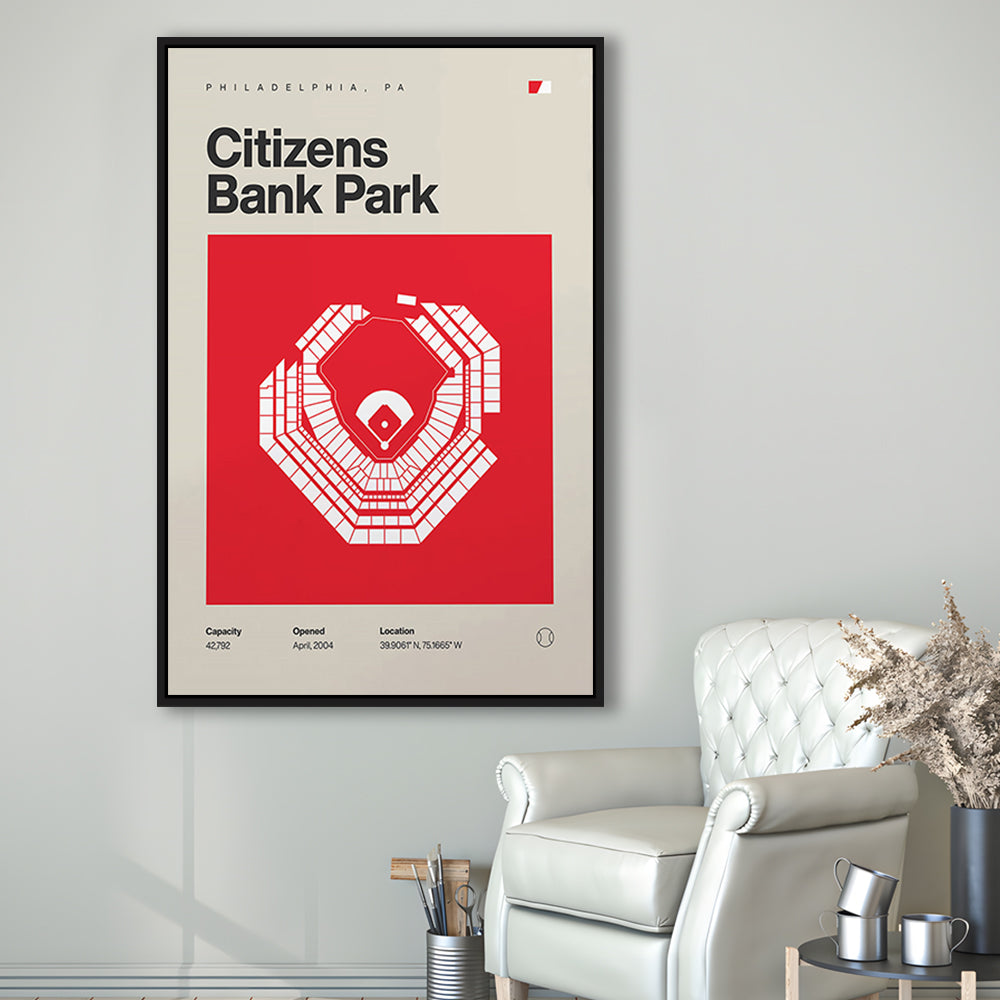 Philadelphia Phillies Stadium Print, Citizens Bank Park Print, Man Cave Gift, Floating Framed Canvas Print Wall Art