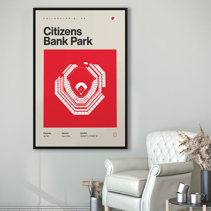 Philadelphia Phillies Stadium Print, Citizens Bank Park Print, Man Cave Gift, Floating Framed Canvas Print Wall Art