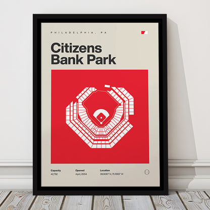 Philadelphia Phillies Stadium Print, Citizens Bank Park Print, Man Cave Gift, Floating Framed Canvas Print Wall Art